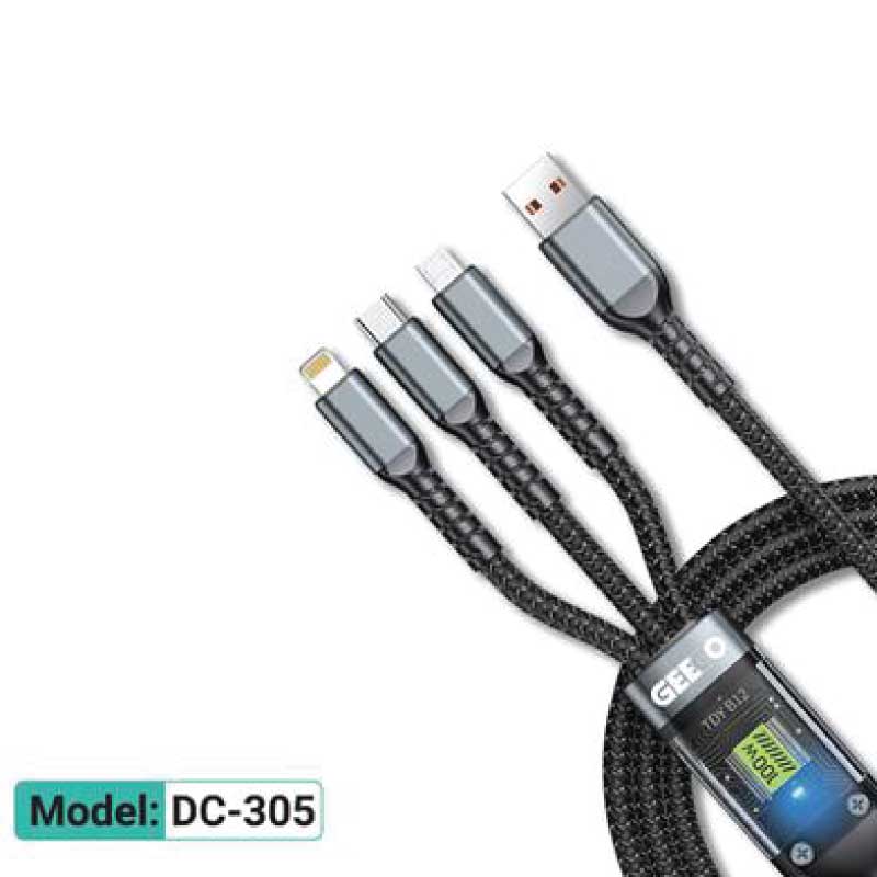 3-in-1 Super Fast Charging Cable (1.2m, Starry Gray) – Lightning + Type-C + Micro USB, LED Smart Chip - Image 3