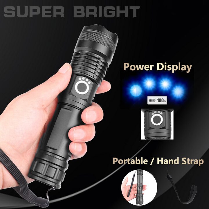 Rechargeable Waterproof Zoom LED Flashlight USB Torch Light (XHP50 GC) - Image 2