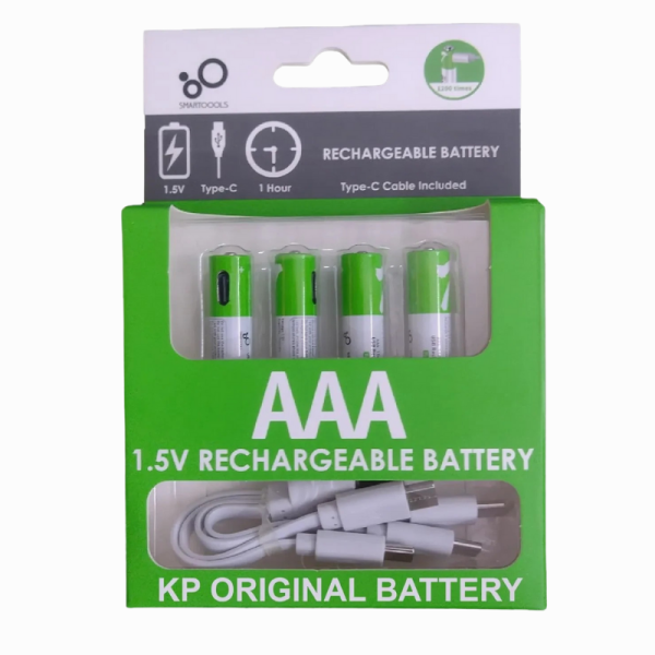 XZENERGY AAA 1.5V Rechargeable Battery (4pcs) | Type-C Fast Charging | 750mWh Lithium-ion USB Battery with LED Indicator