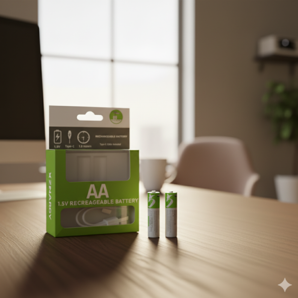 XZENERGY AA 1.5V Rechargeable Battery (2 Pcs) | Type-C Fast Charging | 2600mWh Li-ion Battery