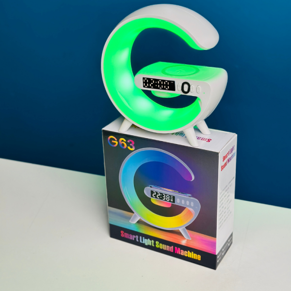 G63 Smart Light Sound Machine | RGB Atmosphere Lamp Bluetooth Speaker with Wireless Charging & Digital Clock