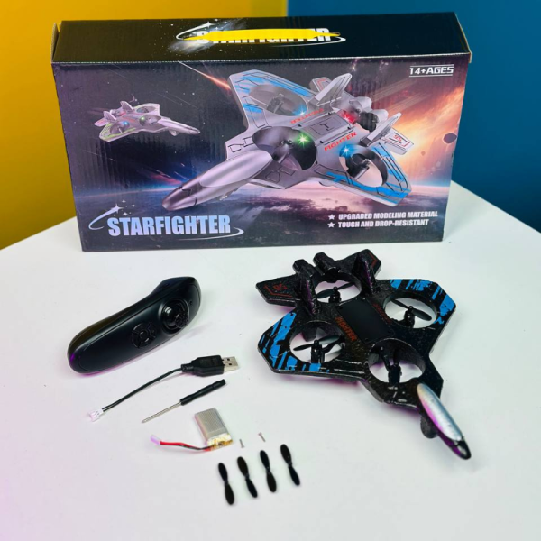 Remote Control Starfighter Drone Plane | Rechargeable RC Fighter Jet | Durable Foam Body